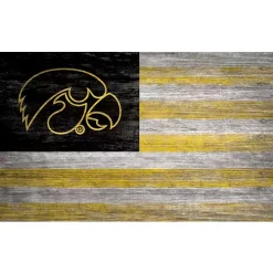 Fan Creations Iowa Hawkeyes Distressed Flag Sign